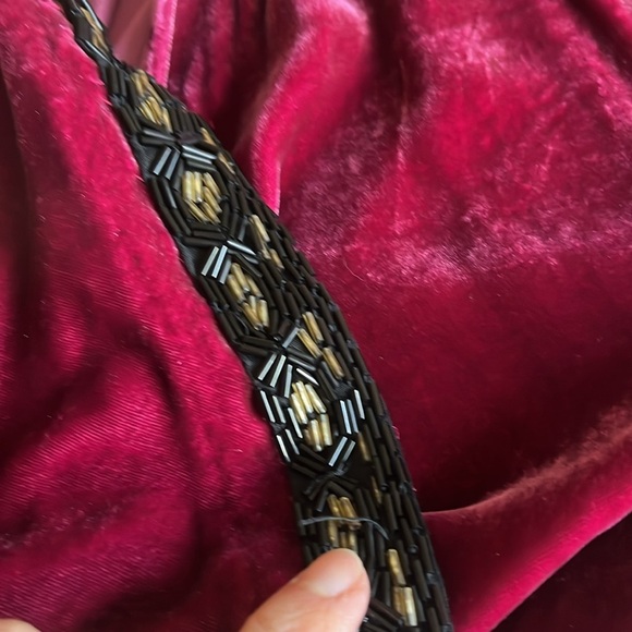 Silk Blend Velvety Wrap Jacket Women Medium Beaded Top Vintage Fairy Core Retro - Picture 17 of 17